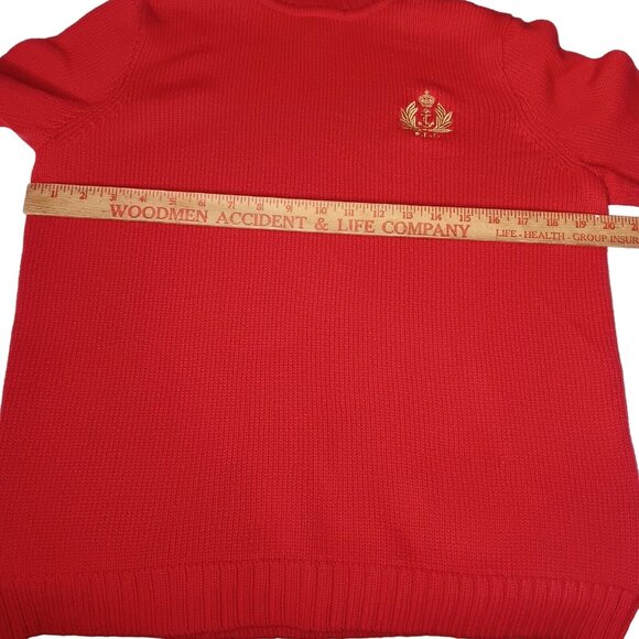 Ralph Lauren Jeans Company XL Sweater Red Turtleneck Gold Anchor Crest Nautical - Picture 7 of 15